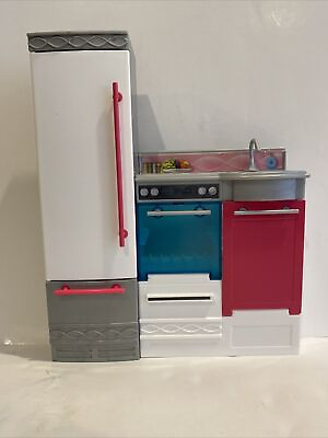#ad Barbie Mattel Dream house 2015 replacement kitchen wall unit fridge stove sink $19.99