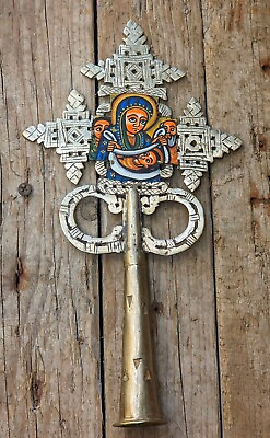 #ad Hand Painted Ethiopian Orthodox Coptic Processional Cross African Art Christian $79.99