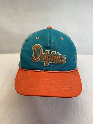 #ad Vintage 80s NFL Miami Dolphins Sports Specialties Mesh Truckers Hat Cap w Rope $19.99