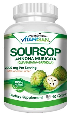 #ad Soursop GRAVIOLA EXTRACT 2000 mg 45days Guanabana Annona Antioxidant 90 capsules $11.92