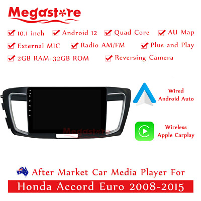 10.1” Android 12 Quad Core Car Media GPS For Honda Accord Euro 2008 2015 AU $449.95