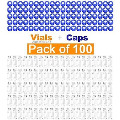 #ad 2ml Sample VialsCaps Screw Top Pack of 100 Clear Lab Vial Small Glass Bottles $19.99
