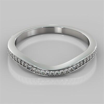 #ad 0.22 Ct Natural Round Diamond Engagement Eternity Ring 950 Solid Platinum Size 7 $552.49