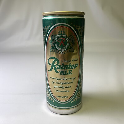 #ad Rainier Ale 16 OZ EMPTY Vintage Aluminium Flat Top Beer Can $25.00