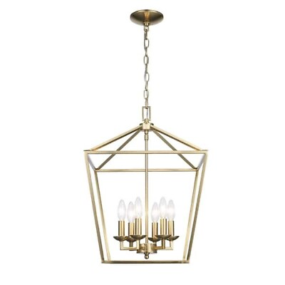 #ad Home Decorators Collection Weyburn 6 Light Gold Farmhouse Chandelier Light Fixtu $59.95