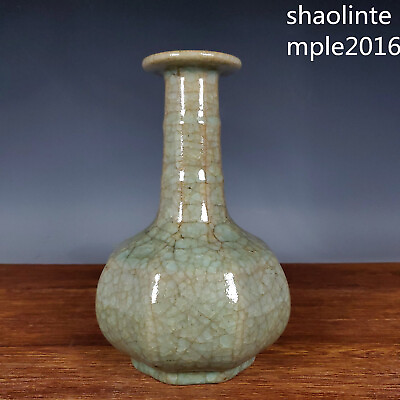 #ad old China Song Dynasty Ru kiln Ice crack pattern eight edge bottle antique $226.80