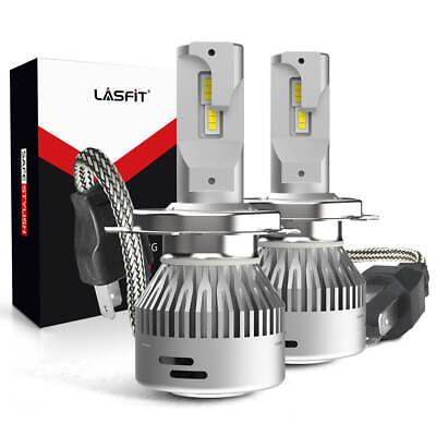 #ad LASFIT H4 Headlight Bulbs LED High Low Beam Conversion Kit 60W Extremely Bright $59.99