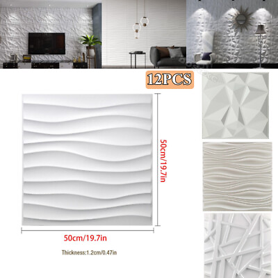 #ad 3D PVC Wall Panels Textured Diamond Design 12 Tiles 35 SF White WaterProof $36.79