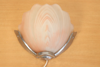 #ad Vintage Clam Shell Art Deco Style Glass Wall Light Sconce Frosted Odeon GBP 99.95
