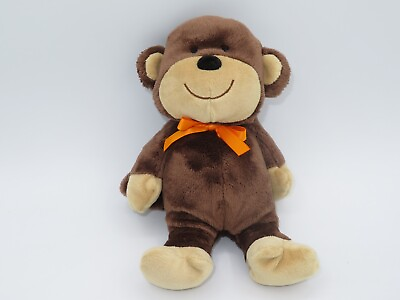 #ad Carters Plush Monkey Brown Tan Orange Satin Ribbon Bow Soft Baby Toy 8quot; $19.99