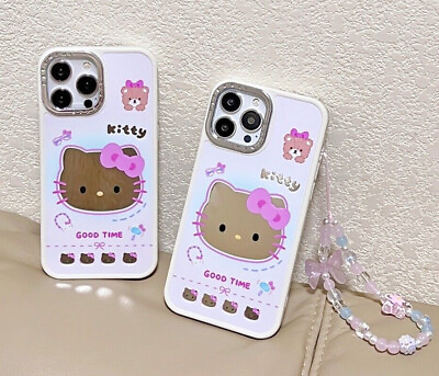 #ad For iphone 12 13 14 15 pro max case cover cartoon mirrror cute strap pink Women $10.99