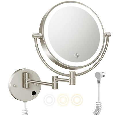 #ad FASCINATE Upgraded Wall Mounted Makeup Mirror with Lights Super Large Double... $138.32
