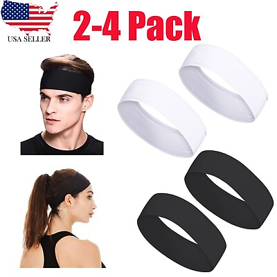 #ad Mens Women Sports Sweat Headband Sweatband Gym Yoga Stretch FAST SHIP 2 4 Pack $6.99