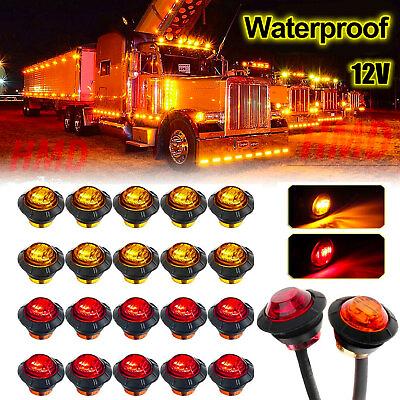 3 4quot; 12V Marker Lights LED Truck Trailer Round Side Bullet Light Amber Red Lamps $7.19