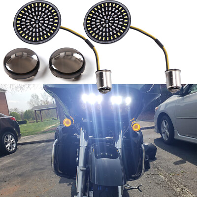 #ad 1157 LED Turn Signal Amber White Lights Bulbs Fit For Harley Davidson Motorcycle $21.63