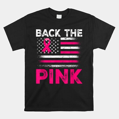 #ad Back The Pink Ribbon Flag Breast Cancer Warrior T Shirt Size S 5XL $22.99