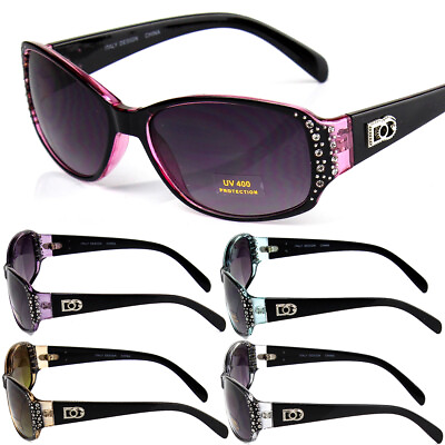 #ad Womens Oval Wrap Rhinestones Sunglasses Fashion Designer Shades Celebrity Bling $8.99