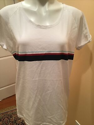 #ad Champion Women’s Striped Short Sleeves T Shirt White Nn $9.99