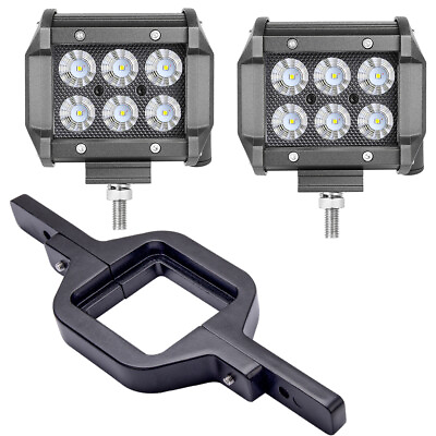 Tow Trailer Hitch Mounting Bracket Reverse Truck 2X 4quot; LED Pods Work Light Bar $24.99