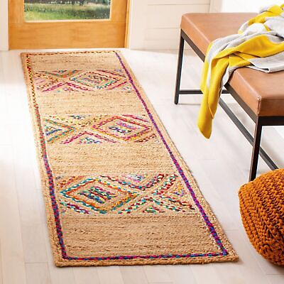 #ad Runner Rug 100% Natural Cotton Jute Handmade carpet rustic look modern area rugs $46.08