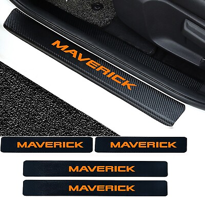 #ad Car Door Sill Protector Carbon Fiber Leather Sticker for Ford Maverick 2022 2023 $13.94