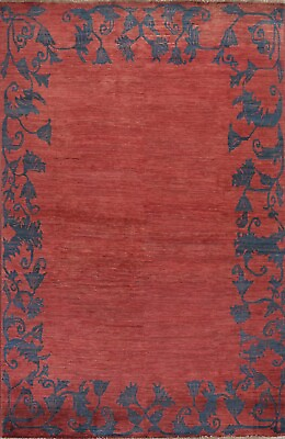 #ad Bordered Gabbeh Kashkoli Hand knotted Oriental Area Rug 7#x27;x10#x27; Wool Red Carpet $664.00