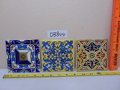 #ad 3 Colorful 4quot; Ceramic Tiles S.F.A.S.A. amp; Ideal Standard Made in Mexico Lot $15.99