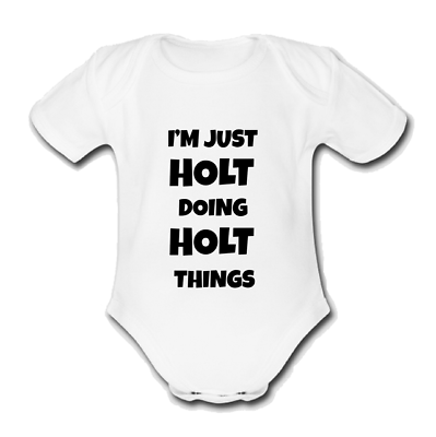 #ad HOLT BLACK Babygrow Baby Vest Grow BABY NAME gift PRESENT FOR A CHILD NAMED GBP 9.99