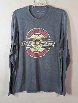 #ad Nitro Performance Powerboats Fishing Skiing Gray Graphic T shirt Long Sleeve Lrg $16.00