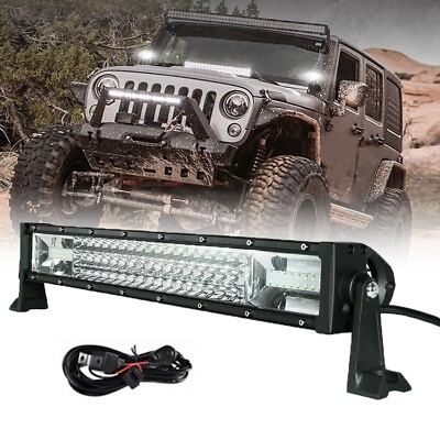 #ad 22quot; 324W Led Light Bar Tri Row Spot Flood Ditch Light For 2017 2020 Ford F 150 $53.99
