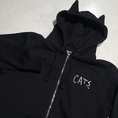 #ad Vintage Official Cats The Musical Zip Up Hoodie Cat Ears 1981 Creative Goods EUC $53.95