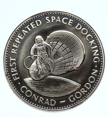 #ad 1970#x27;s USA NASA Gemini XI ASTRONAUTS SPACE DOCKING Old Proof Silver MEDAL i96375 $448.65