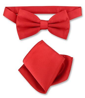 #ad Vesuvio Napoli BowTie Solid Red Color Mens Bow Tie and Handkerchief $12.95