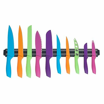 10 Piece Multi Colored Knife Set with Magnetic Bar Kitchen Cutlery $27.99