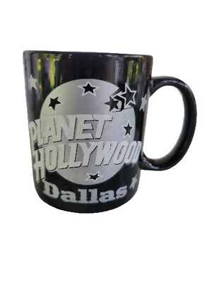 #ad Black Silver Planet Hollywood Dallas Texas Mug 1991 No Chips Coffee Mug Tea EUC $7.99