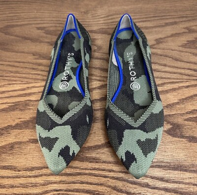 #ad Rothy’s The Point Size 9 Green Camouflage Camo Flats $55.95