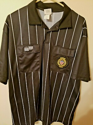 #ad official sports int mens size L black stripe polyester removable referee soccer $11.99