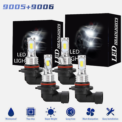 #ad For Buick Lucerne Sedan 4 Door 2006 2011 Front LED Headlight Bulbs 9005 9006 Kit $23.99