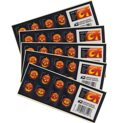 #ad 2016 Jack O Lanterns Halloween Sc 5140b 100 Count Stamps 5 Sheets of 20 $49.99