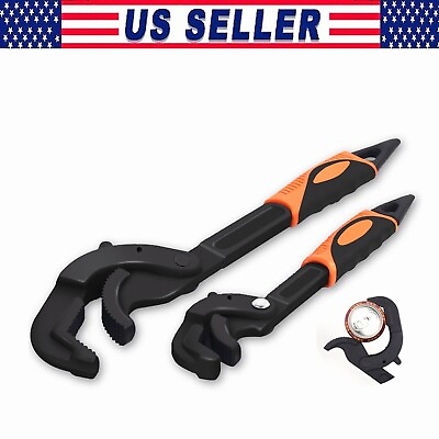 #ad 2 Pack Adjustable Wrench Quick Multi function Self Adjusting Spanner Power Grip $18.99