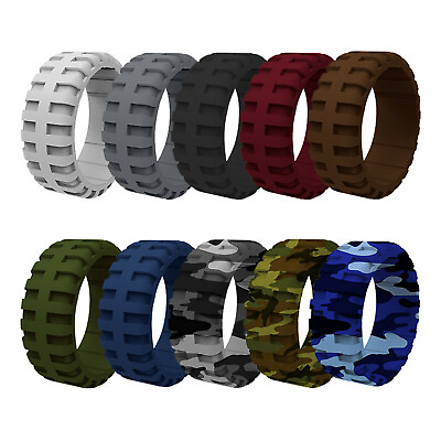 #ad 1PC Sport Silicone Ring Tire Pattern Rubber Band Women Men Wedding Ceremony Ring $0.99