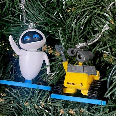 #ad 2ct 2023 Wall E amp; Eve Robot Friends Christmas Tree Ornaments Disney New $14.39