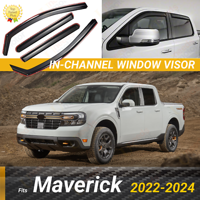 #ad Fits Ford Maverick 2022 2024 In Channel Rain Guards Window Visor Shade Deflector $65.98