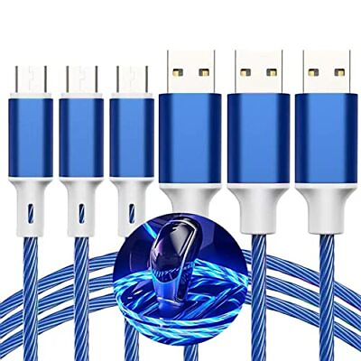 #ad USB Type C Cable 3 Pack 10ft Led Light Up Charging USB A to USB C Flowing C... $24.92