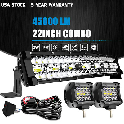 22inch LED Light Bar Spot Flood Combo 4quot; Pods Offroad For Jeep Truck SUV $51.94