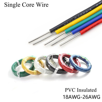 #ad PVC Single Core Tinned Copper Cable 18 26AWG Signal Connection Electrical Wire $3.05