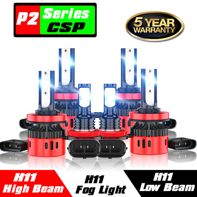#ad 6pc H11 H11 H11 LED Headlight Conversion Bulbs High Low Beam Fog Light Combo Kit $49.99