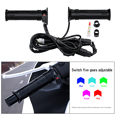 #ad Motorcycle Electric Hot Heated Left Right Grips Handle Warmer Five Speed Control $79.51