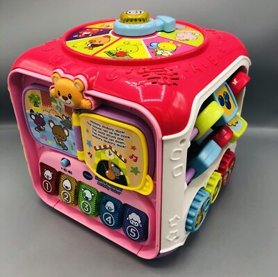 #ad VTech Sort and Discover Activity Cube Pink Developmental Baby Toys with Blocks $15.00