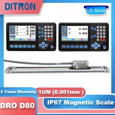 #ad 1UM Magnetic Scale Digital Readout 3Axis 2Axis DRO Display fo CNC Milling Lathe $189.20